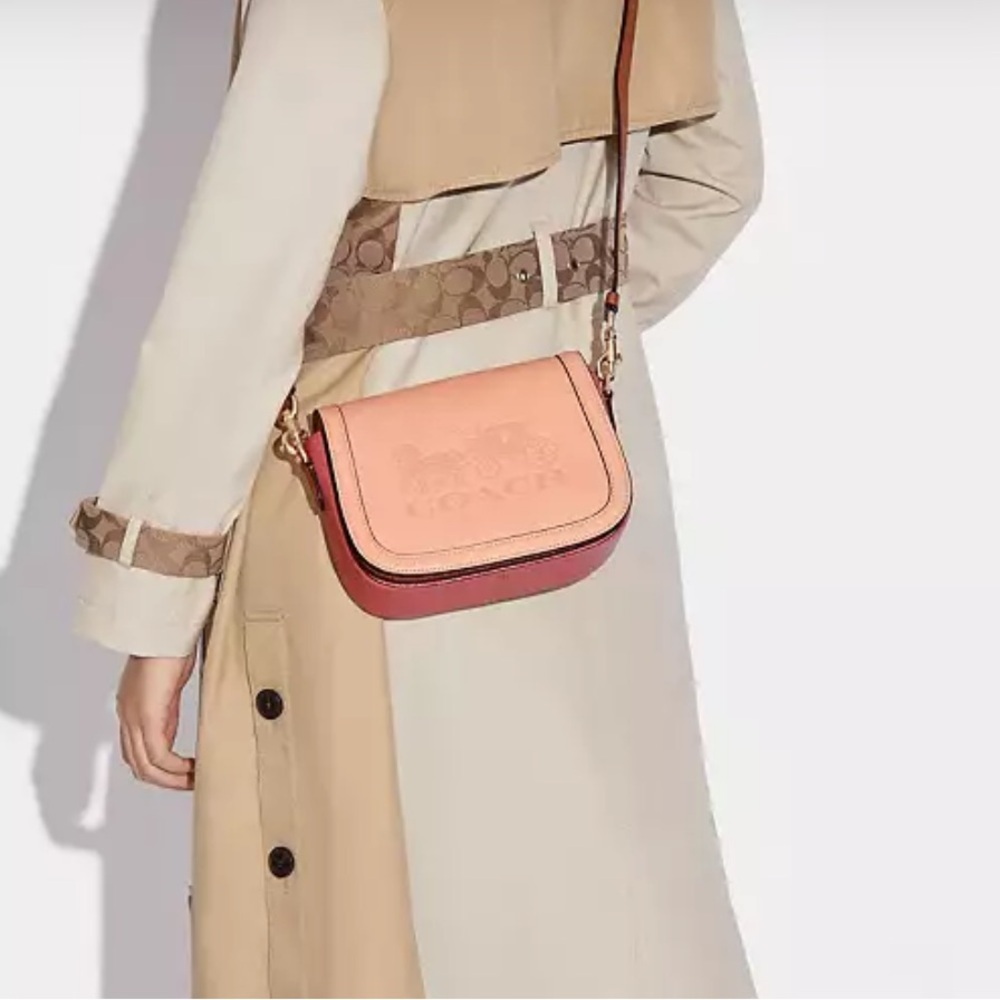 Coach C9130 Saddle Bag Horse & Carriage Colorblock Leather Faded Blush Pink NWT - Picture 15 of 16